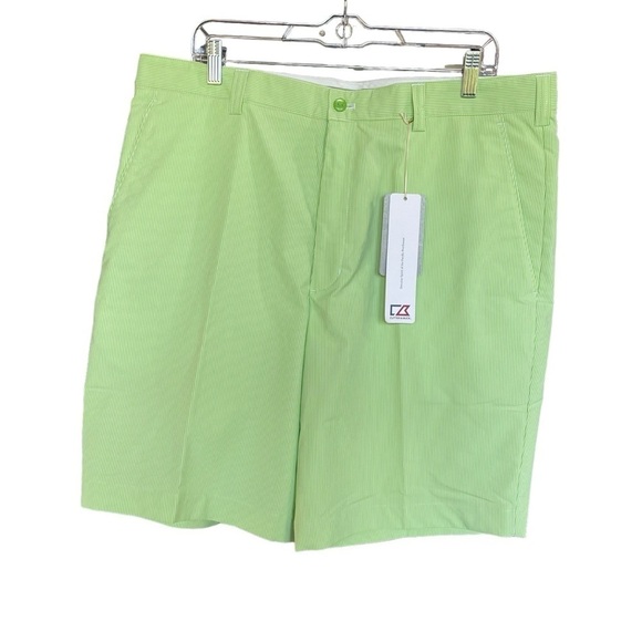 NWT Cutter & Buck Golf Shorts green pinstriped size 36 DryTech - Picture 1 of 14